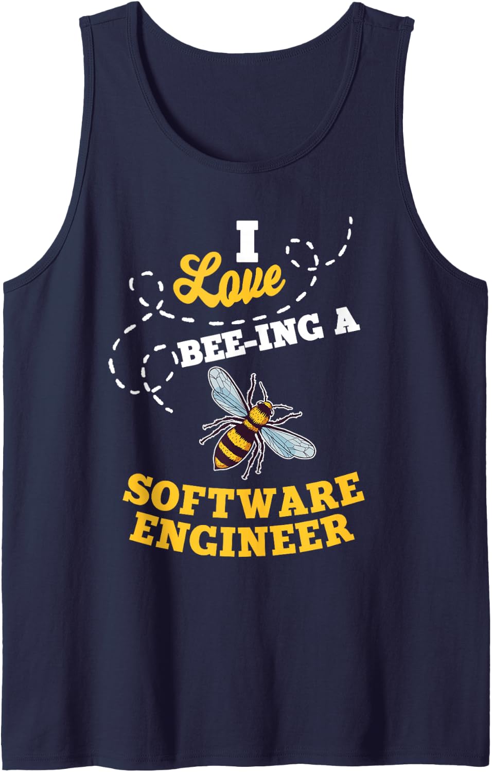 I Love Bee-Ing A Software Engineer Honey Bee Job Profession Sleeveless Tank Top - Navy Blue