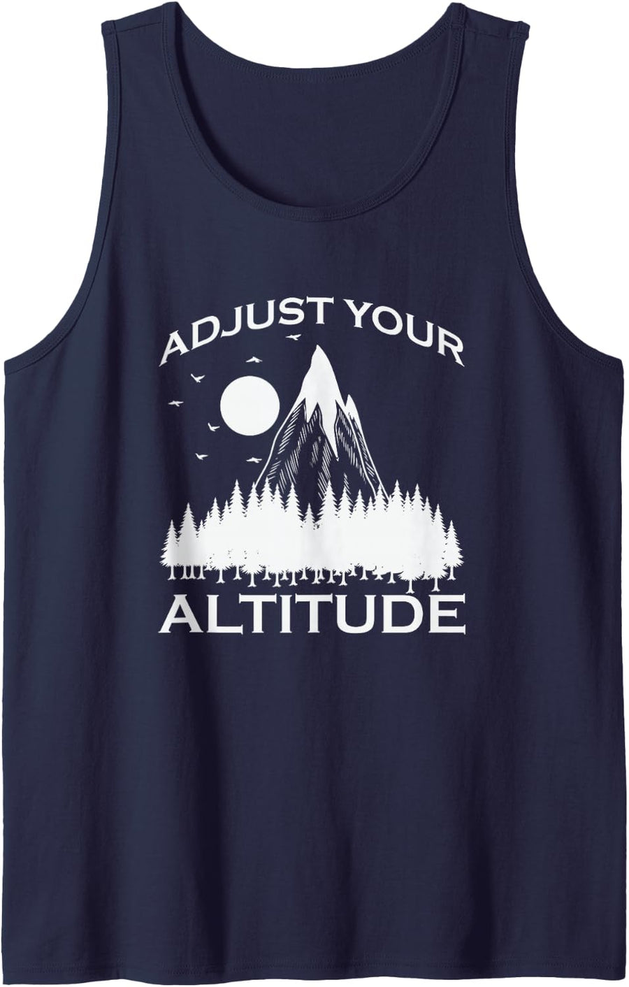 Adjust Your Altitude Hiking in the Mountains Sleeveless Tank Top - Navy Blue