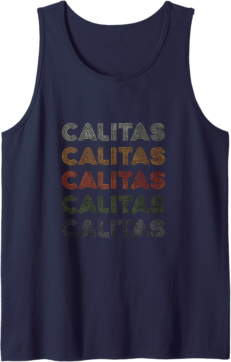 Love Heart Calitas Tee Grunge Vintage Style Black Calitas Sleeveless Tank Top - Navy Blue