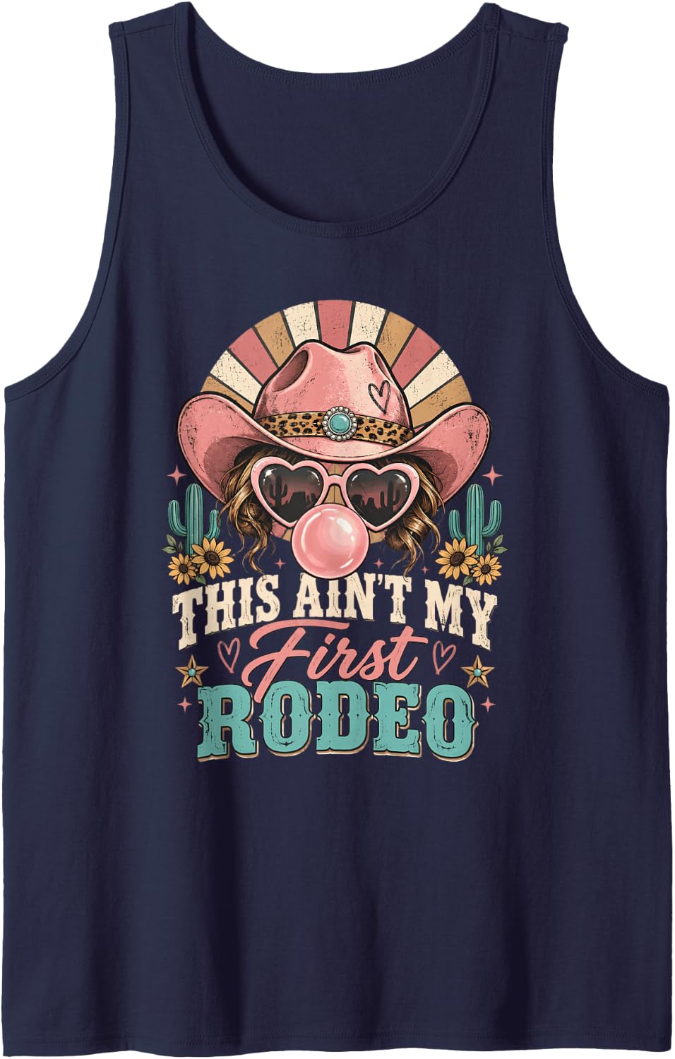 This Ain't My First Rodeo Western Cowgirl Sleeveless Tank Top - Navy Blue