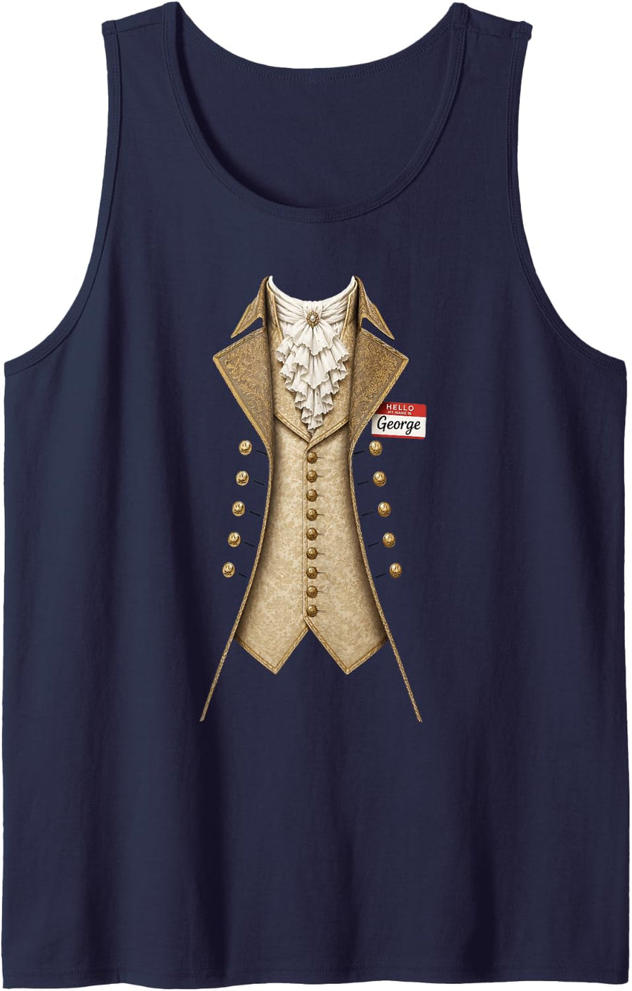Funny George Washington Halloween Costume History Teacher Sleeveless Tank Top - Navy Blue