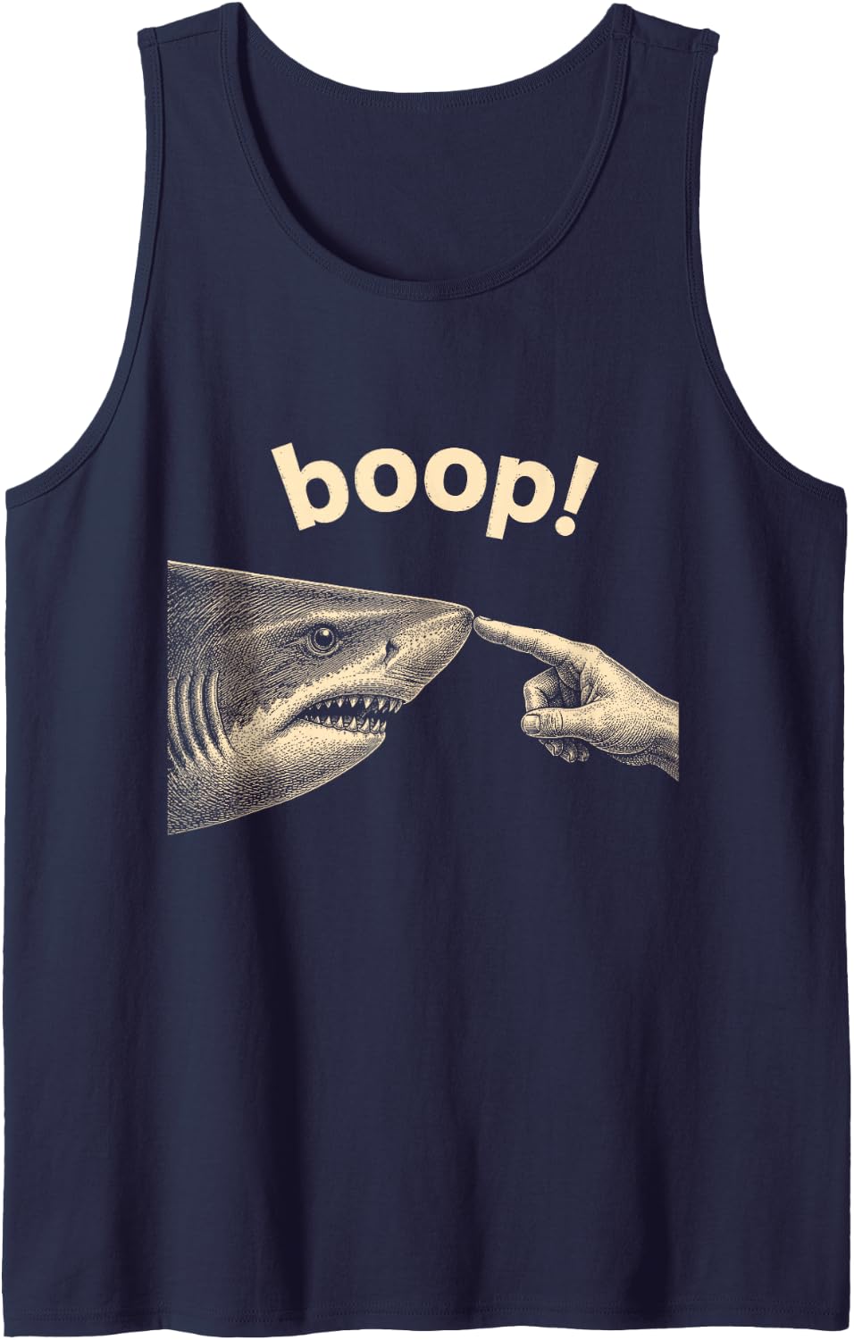 Shark Boop Ocean Marine Animal Humor Biology Deep Funny Sea Tank Top - Navy Blue