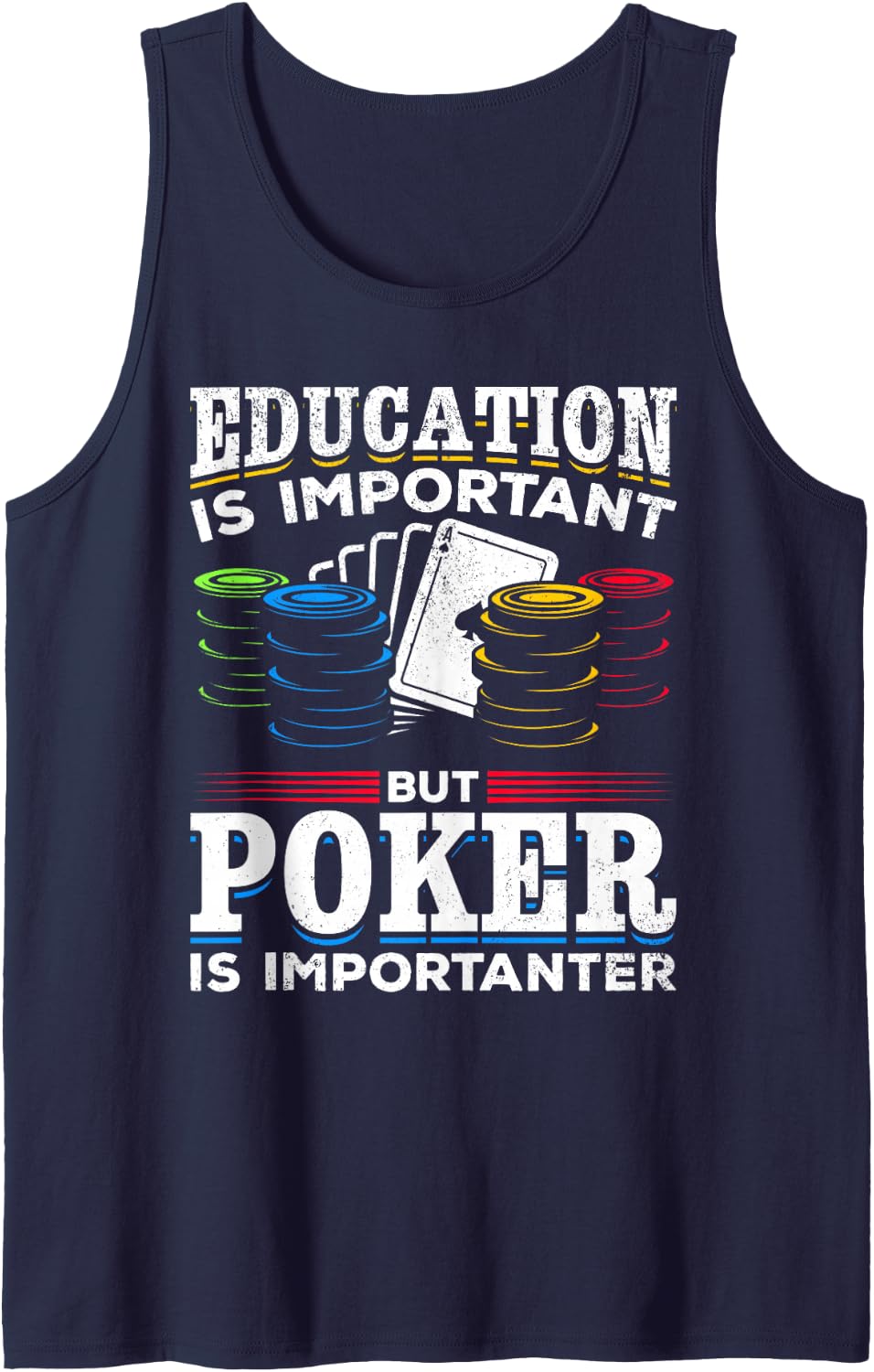 Poker Kids Education is Important But Poker is Importanter Sleeveless Tank Top - Navy Blue