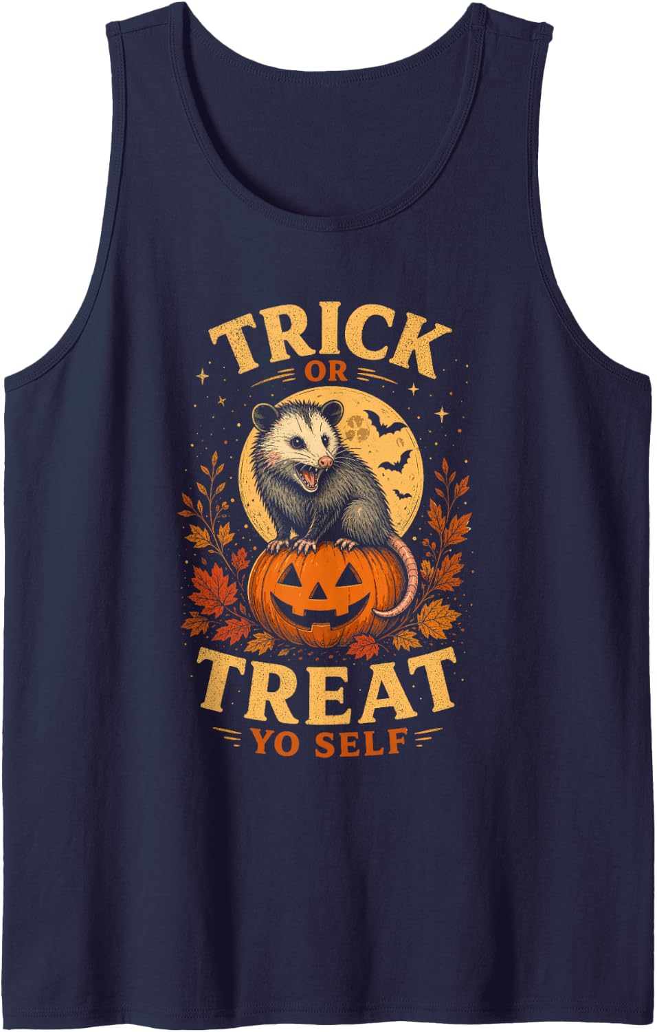 Trick and Treat Yo Self Halloween Wildlife Fanatic Sleeveless Tank Top - Navy Blue