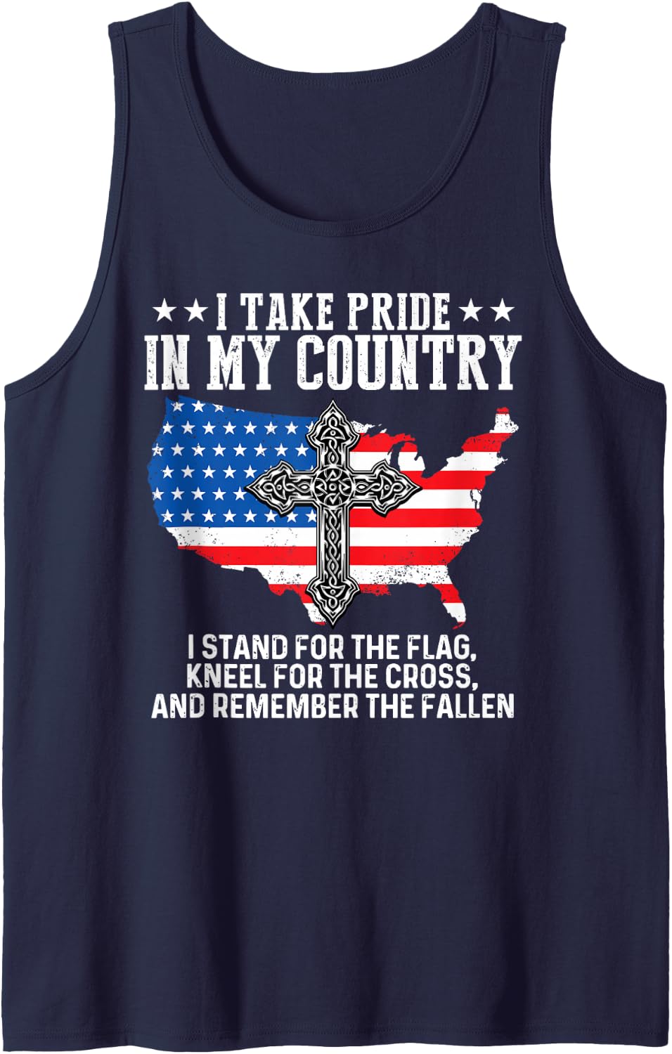 I Take Pride In My Country USA Flag 4th July Patriotic Tank Top - Navy Blue