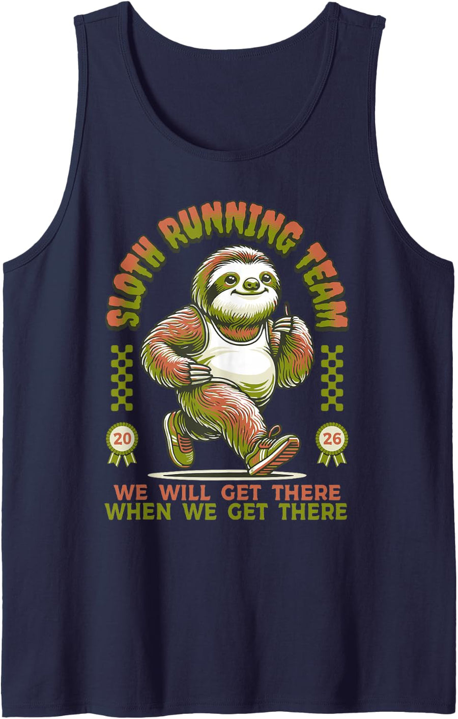 Sloth Running Team Running Outfit Men Women Marathon Sloth Tank Top - Navy Blue