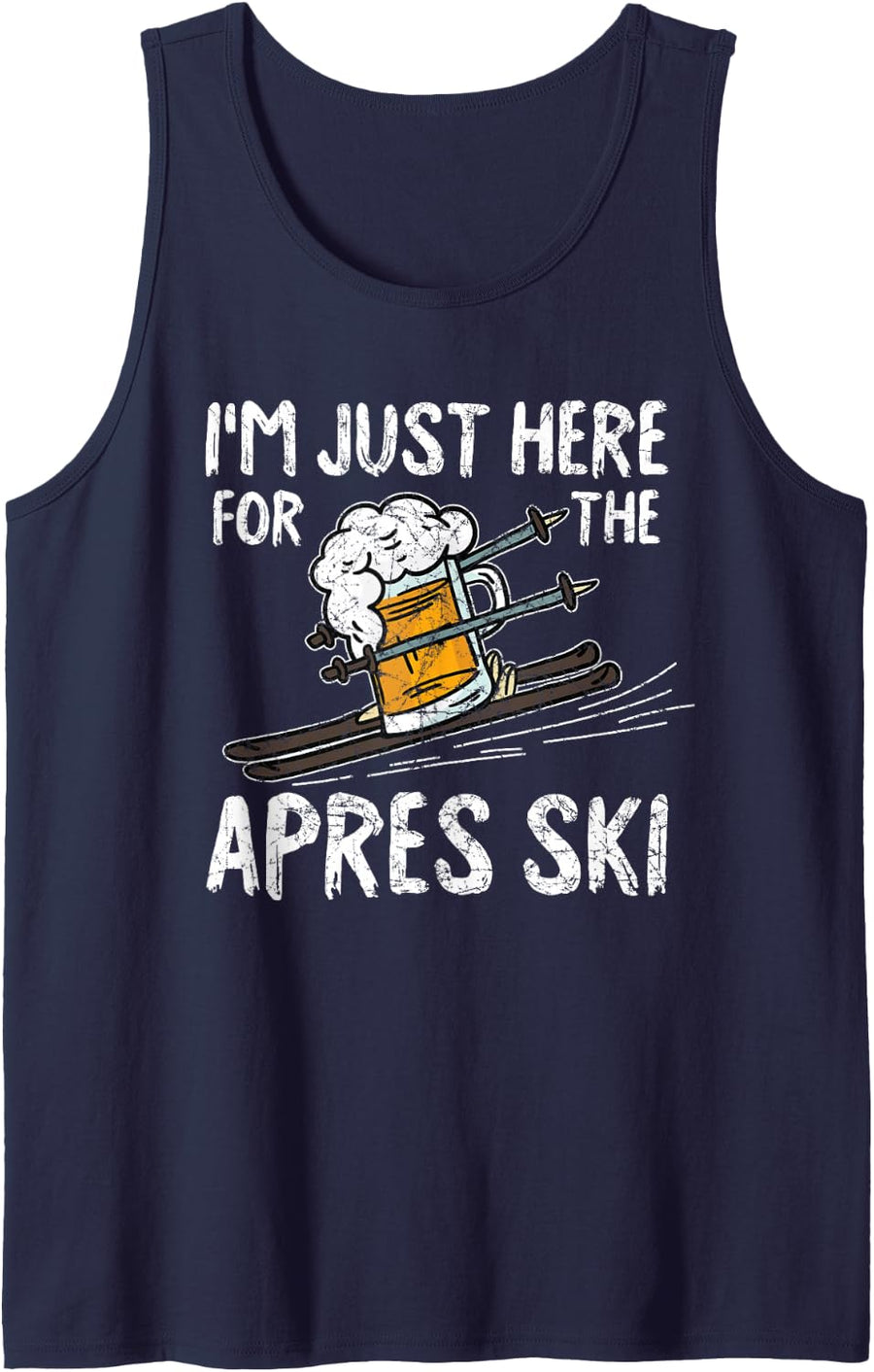 Apres Ski Funny Skier Winter Sport Skiing Gift Sleeveless Tank Top - Navy Blue
