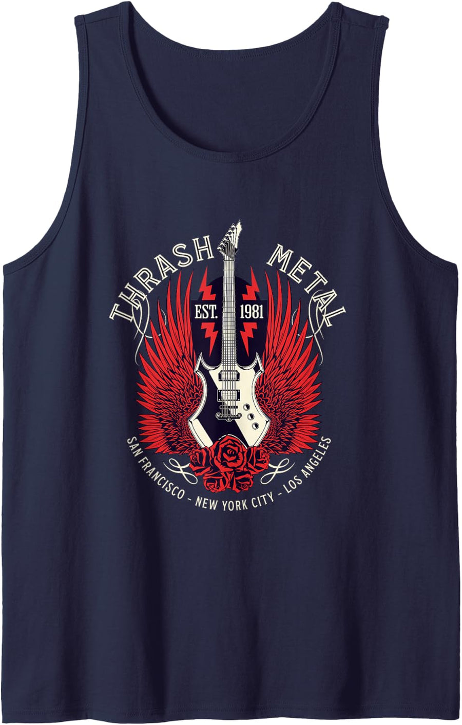 Thrash Metal - Heavy Metal Guitar 1981 80s Metal Music Tank Top - Navy Blue