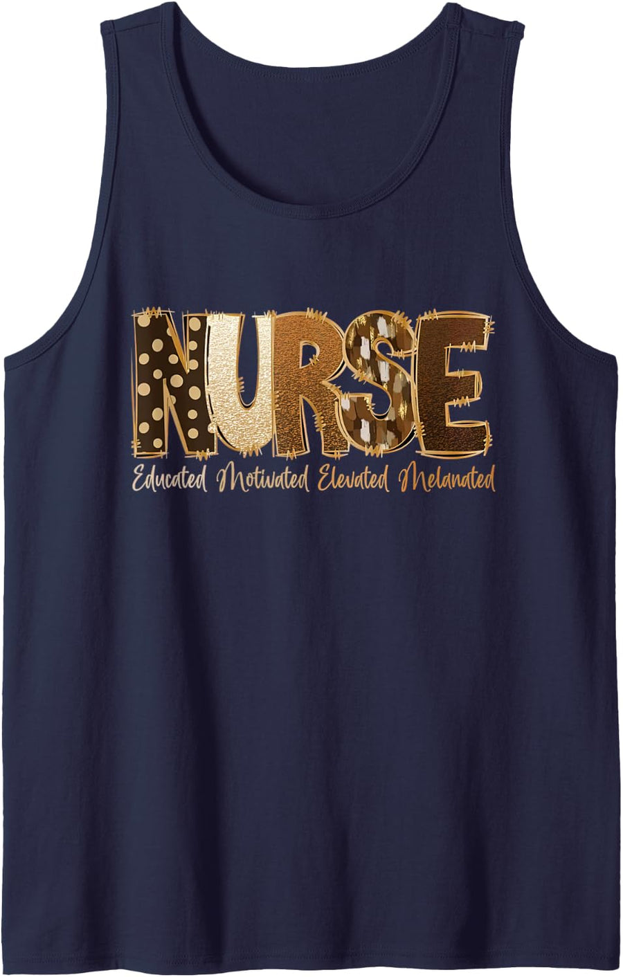 Educated Motivated Elevated Melanated African Nurse Costume Sleeveless Tank Top - Navy Blue