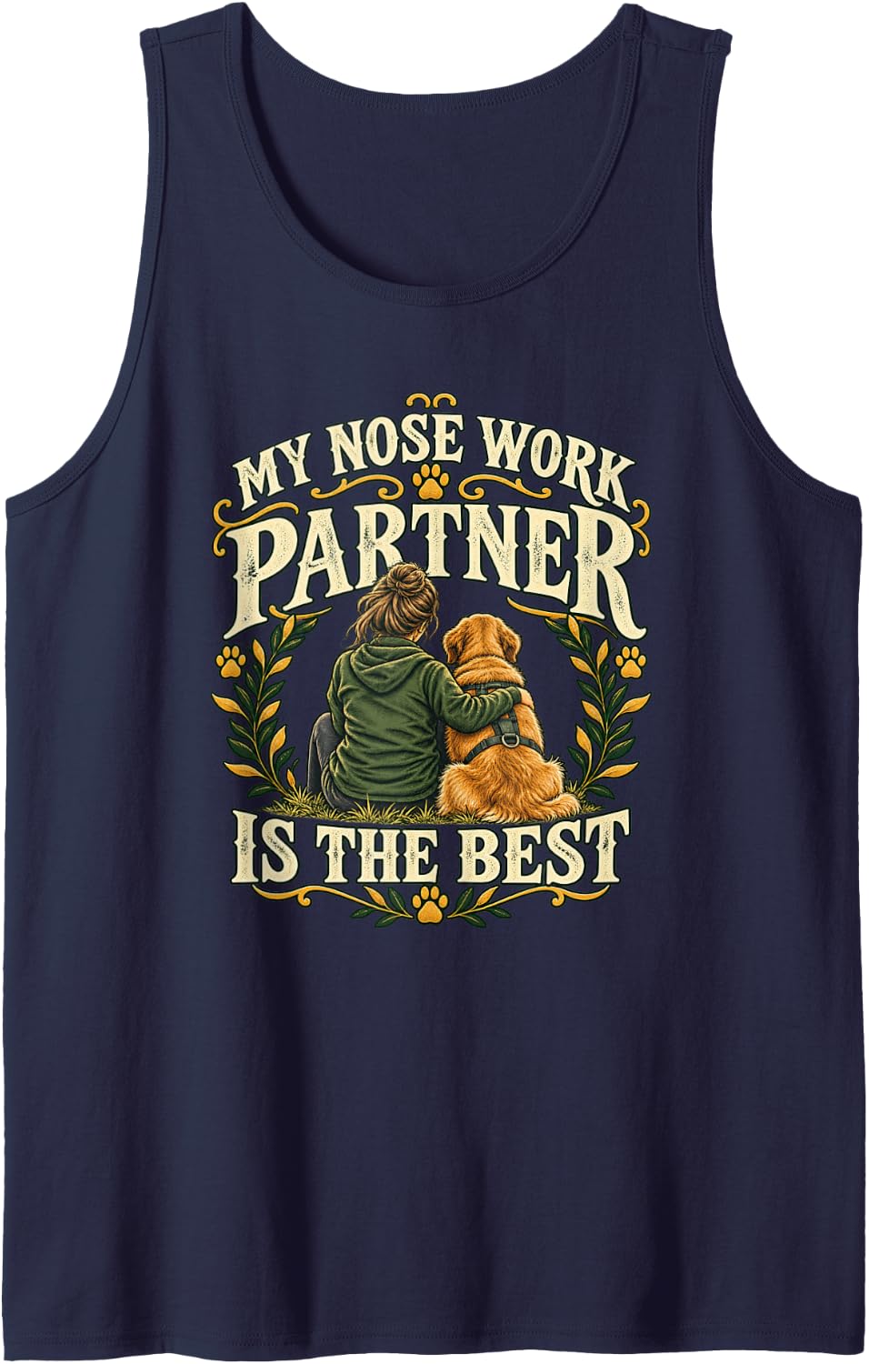Nose Work Partne is The Best Dog Bloodhound Handler Shirt Sleeveless Tank Top - Navy Blue