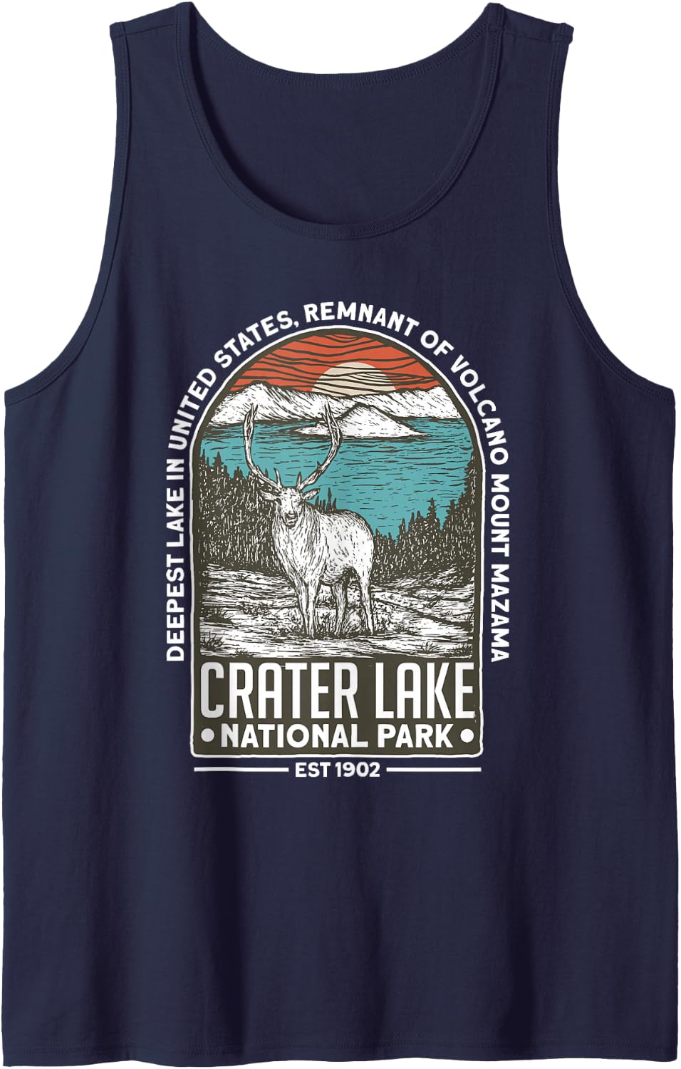 Crater Lake National Park Oregon Mountain Tourist Souvenirs Tank Top - Navy Blue