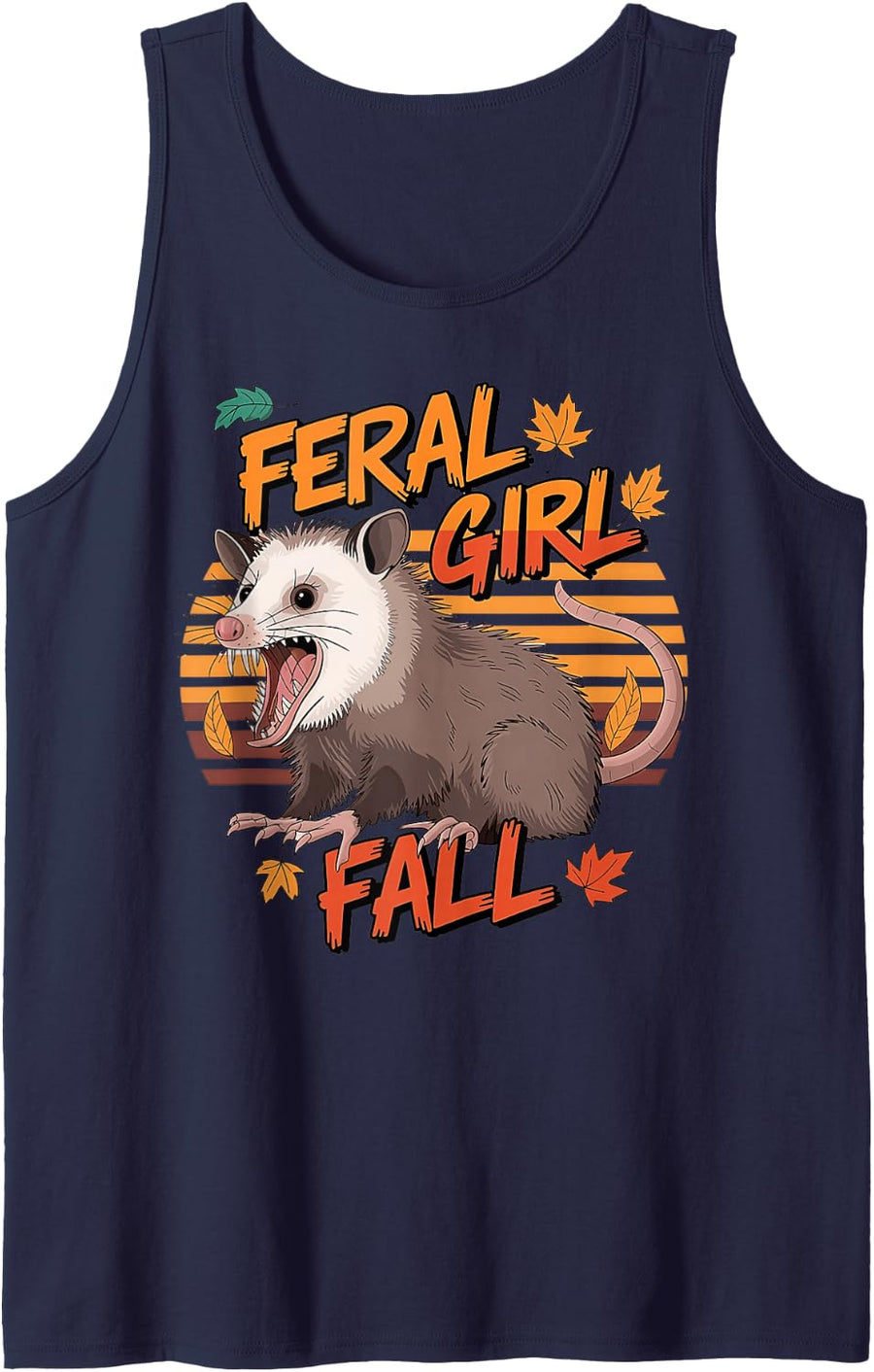Feral Girl Fall Meme Opossum Feral Girl Fall Sleeveless Tank Top - Navy Blue