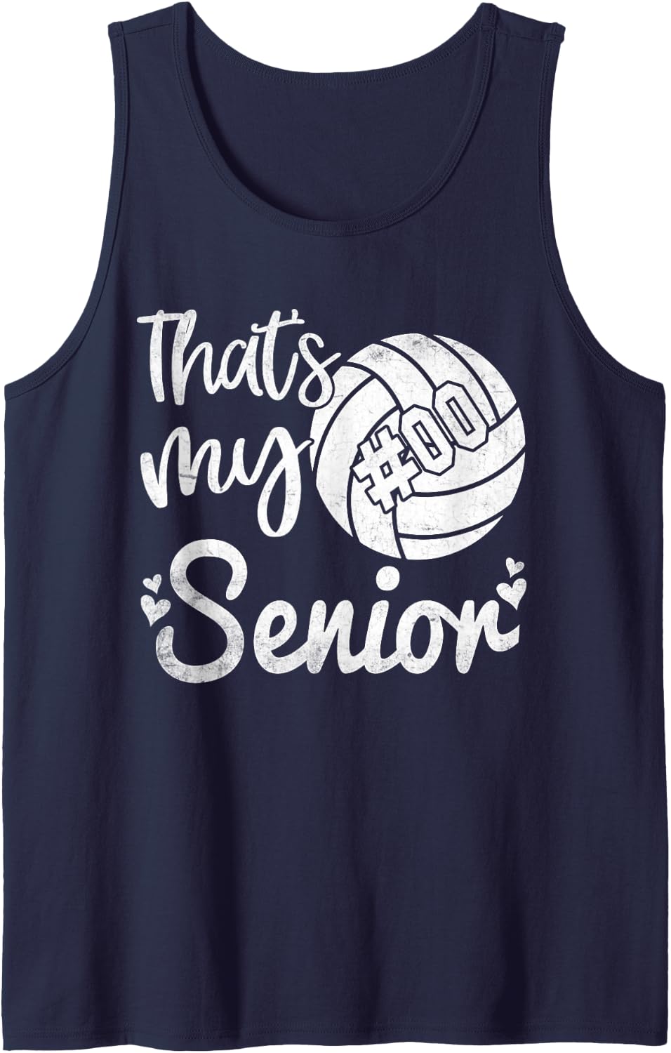 Volleyball Jersey Number 0 That's My Senior Volleyball #0 Sleeveless Tank Top - Navy Blue