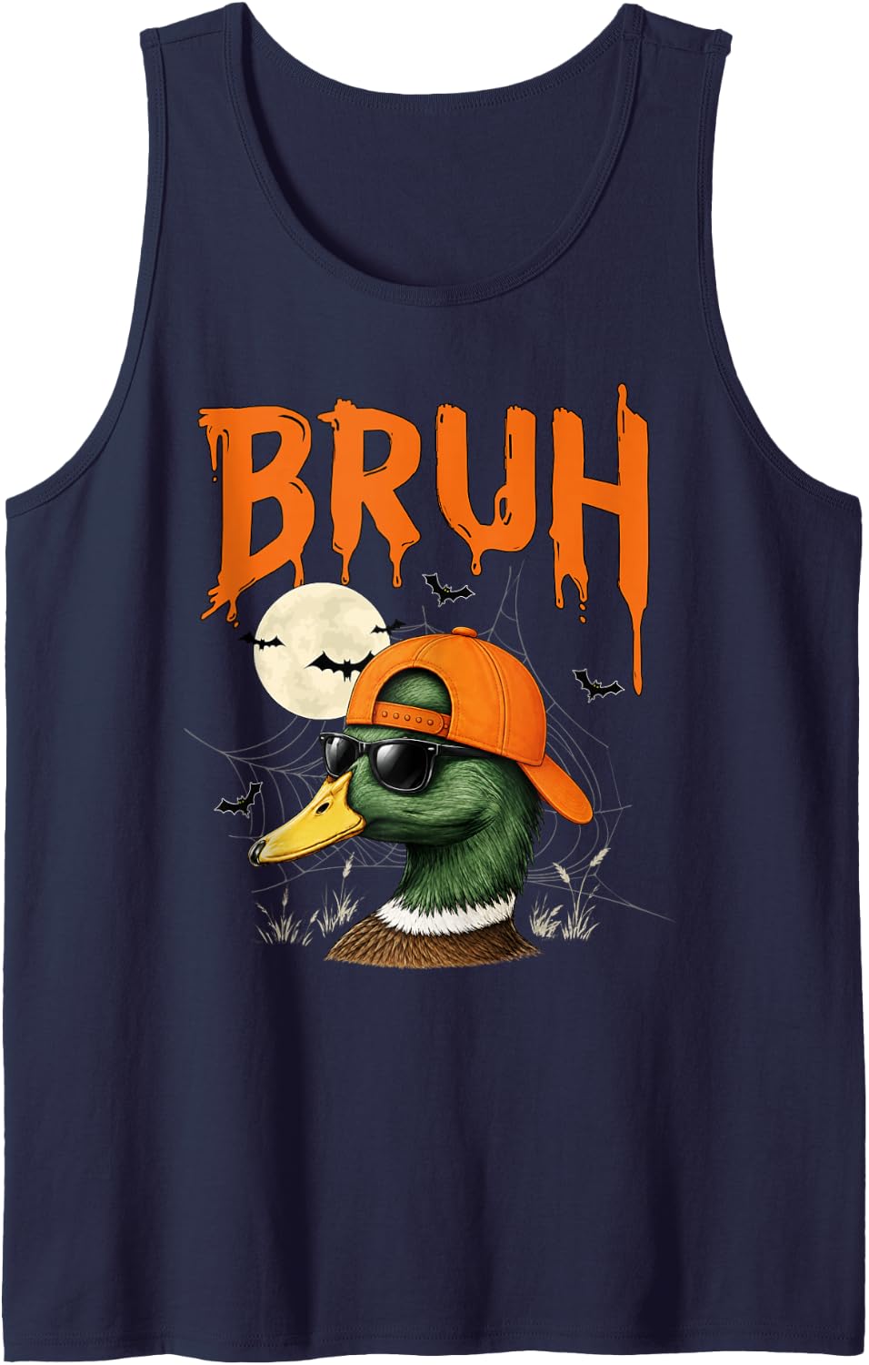 Halloween Bruh Mallard Duck Hunting Costume Boys Kids Mens Sleeveless Tank Top - Navy Blue