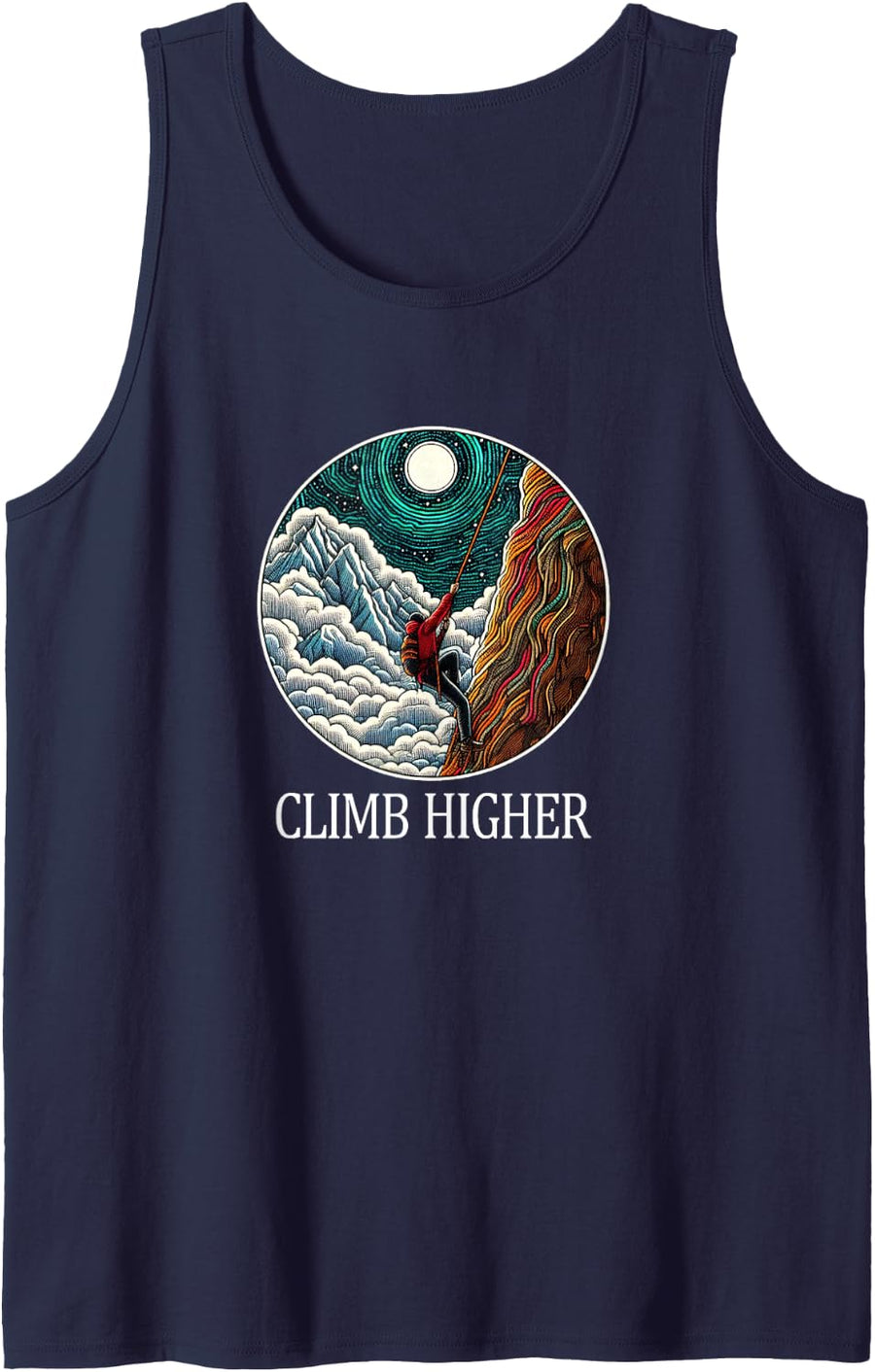 Climb Higher - Mountain Climbing - Tank Top - Navy Blue