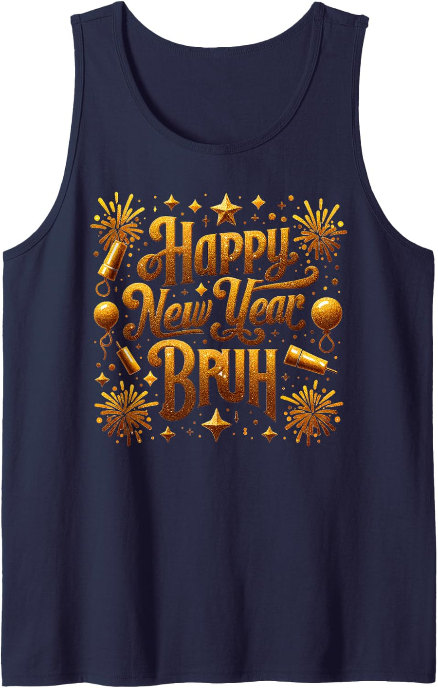 Happy New Year Boys Bruh Funny New Years Eve Party NYE 2024 Sleeveless Tank Top - Navy Blue