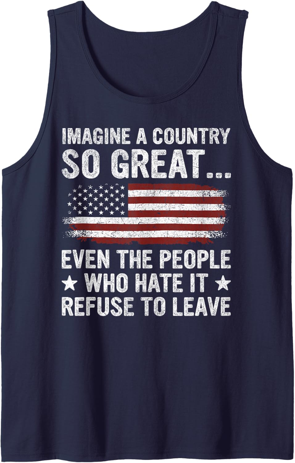 Retro Vintage Imagine A Country So Great Tank Top - Navy Blue