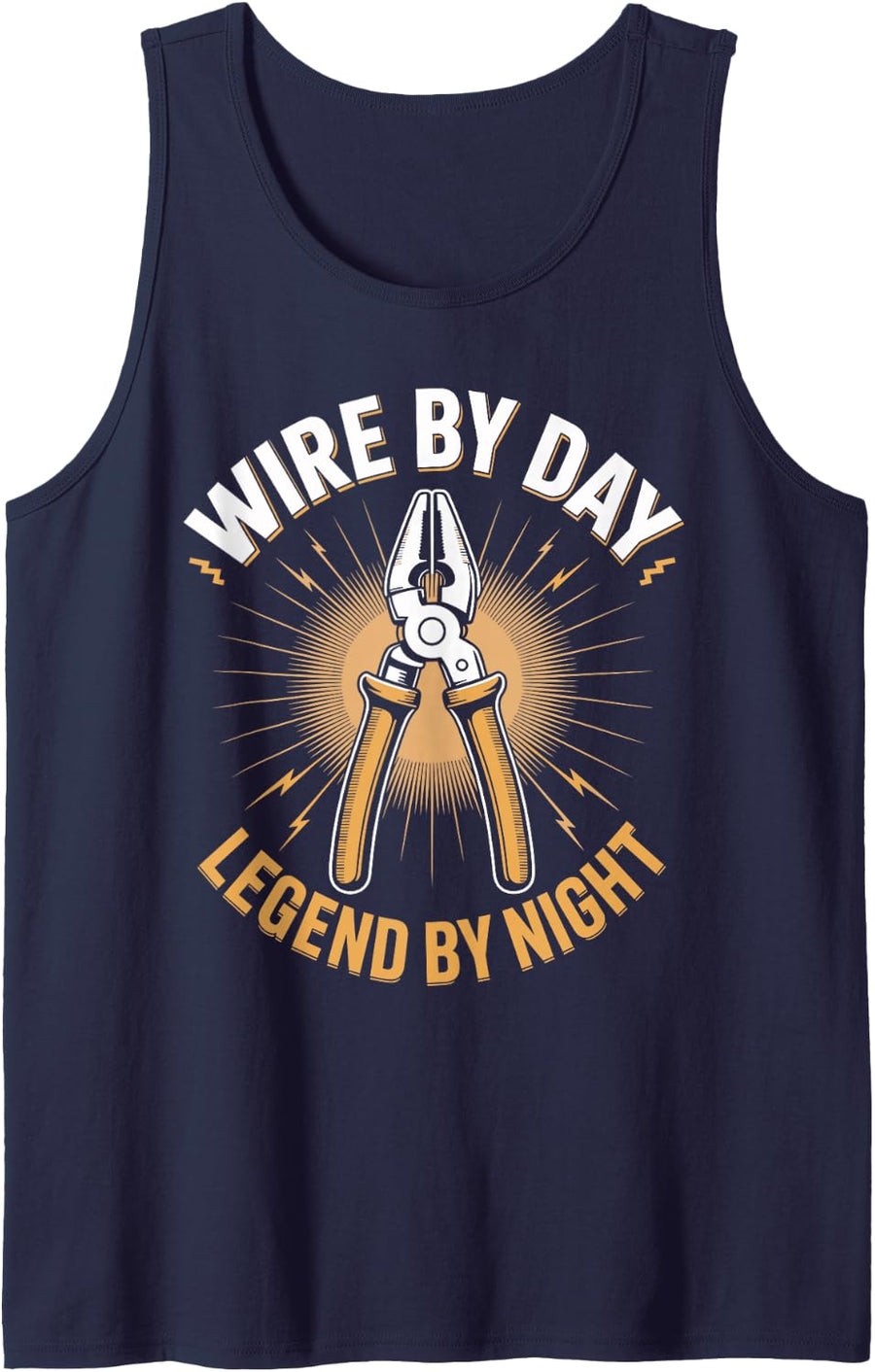 Wire by Day Legend by Night Electrician Sparky Tank Top - Navy Blue