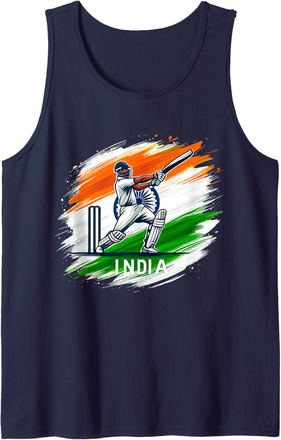 India Cricket Sleeveless Tank Top - Navy Blue