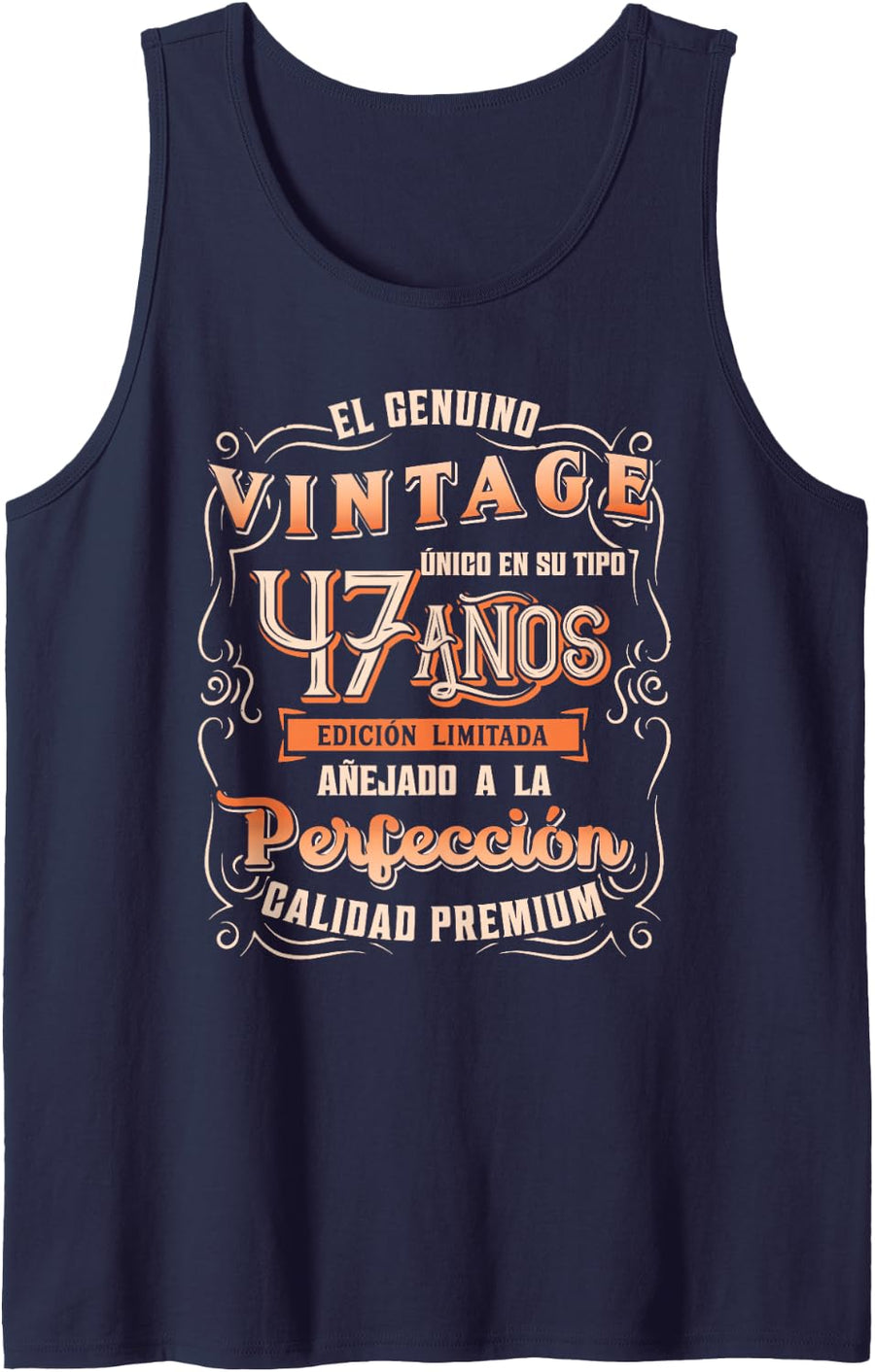 Playera Cumpleaños 47 47th Birthday Gift for Men in Spanish Sleeveless Tank Top - Navy Blue