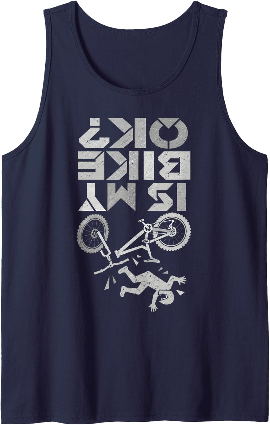 is My Bike OK Funny MTB Rider Crash Mountain Biking Tank Top - Navy Blue