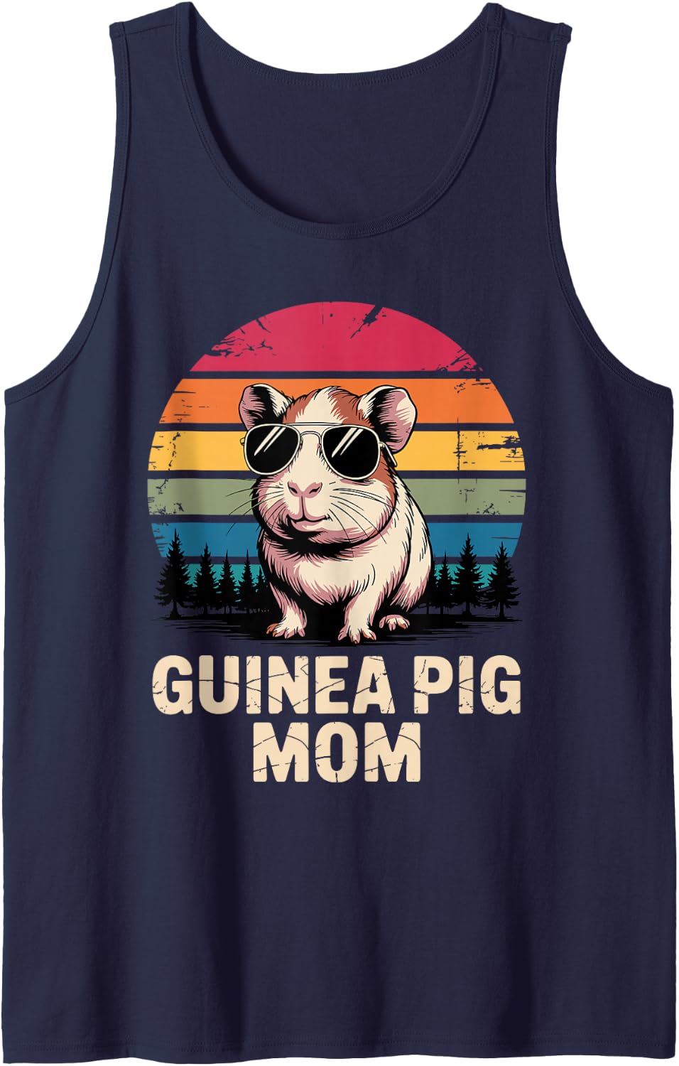 Guinea Pig Mom Design for Women Girls Guinea Pig Pet Owner Sleeveless Tank Top - Navy Blue