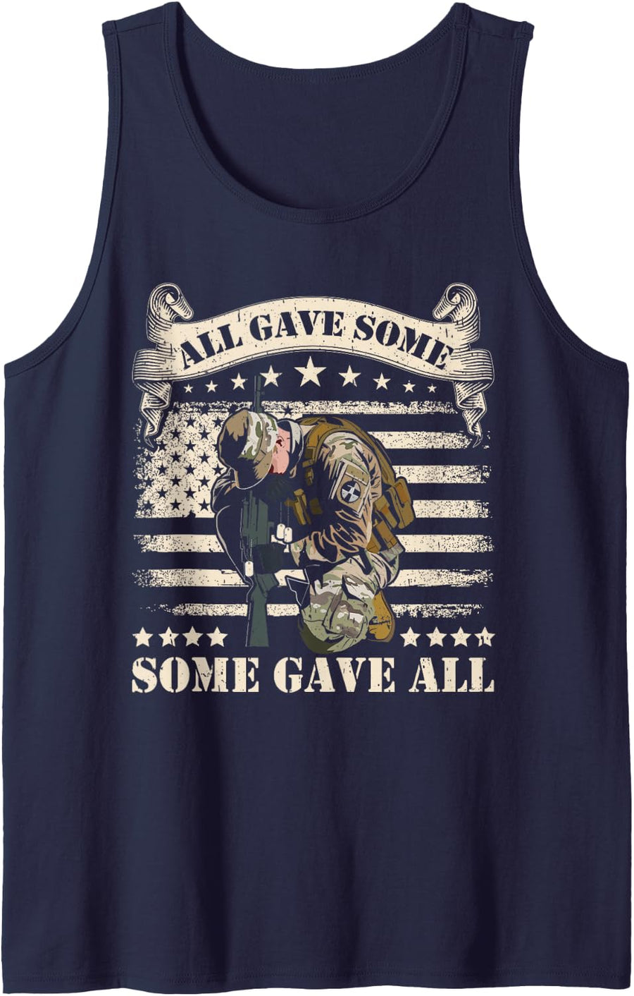 Land of Free Because Brave Freedom Isn't Patriotic American Sleeveless Tank Top - Navy Blue