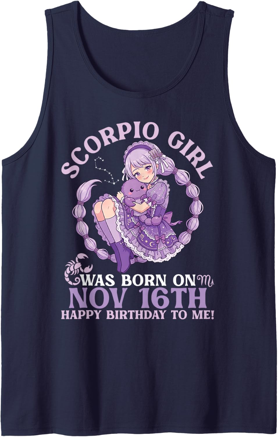 Scorpio Girl was Born On November 16th Happy Birthday to Me Tank Top - Navy Blue