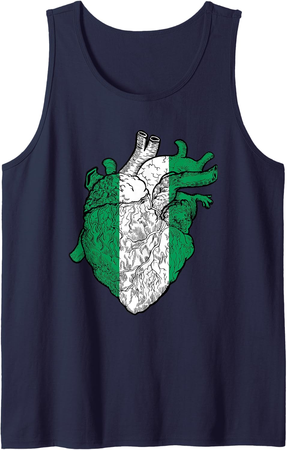 Nigeria Heart Nigeria Flag Nigerian Roots Nigerian Pride Sleeveless Tank Top - Navy Blue