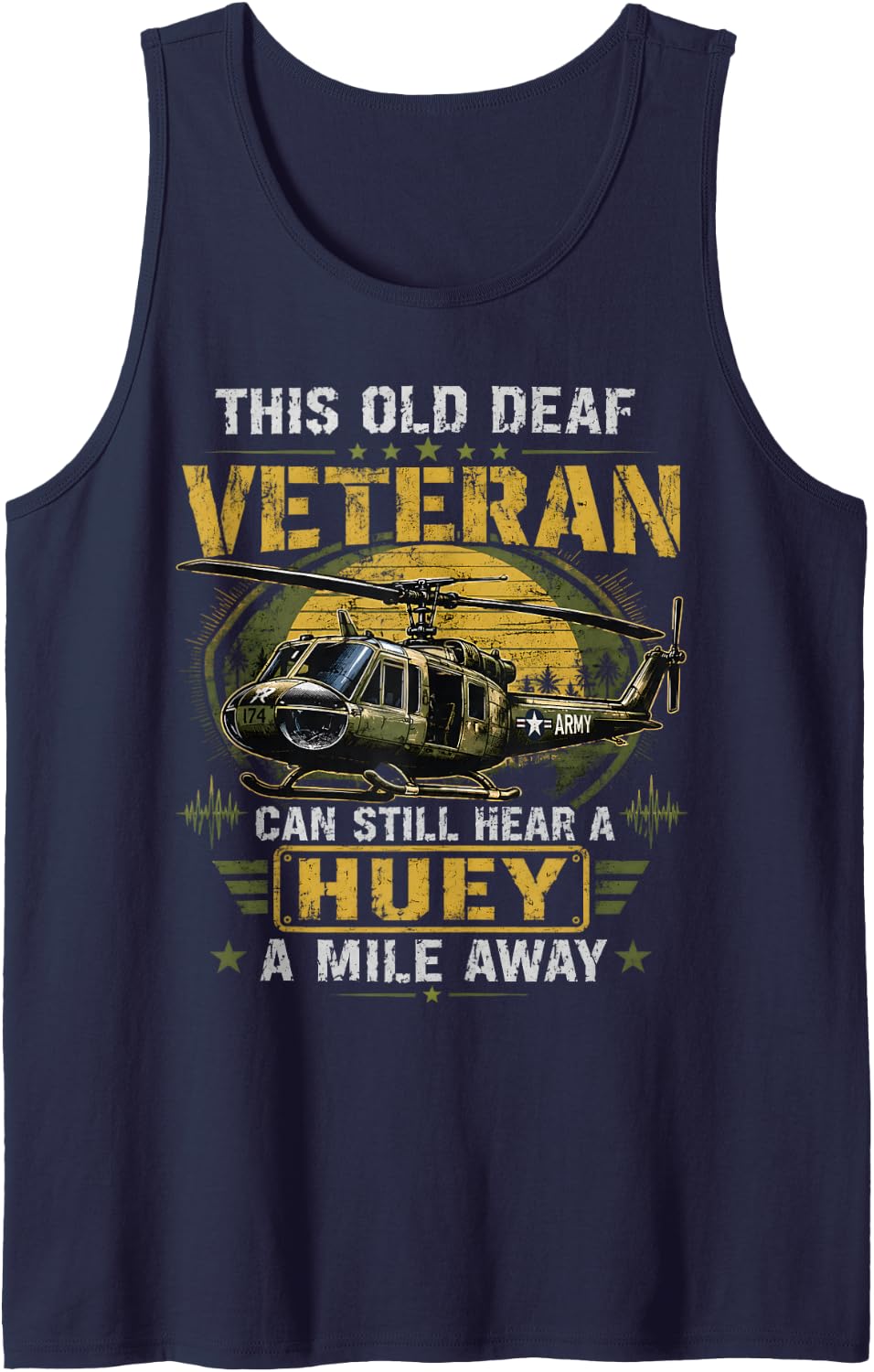 Helicopter Veteran Pilot Aviation Huey Aircraft Heli Pilot Tank Top - Navy Blue