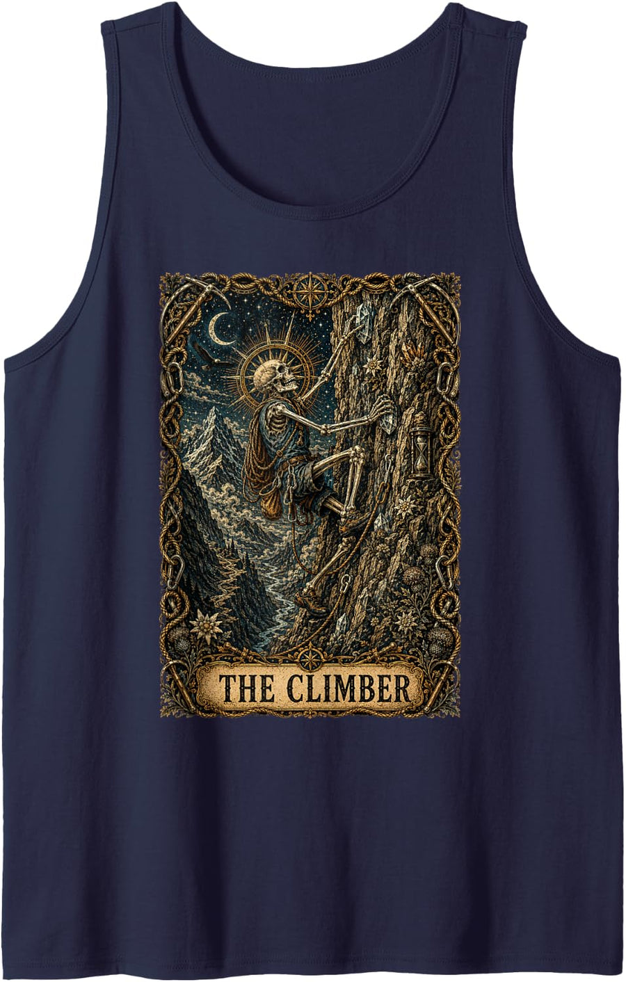 Climber Climbing Tarot Tank Top - Navy Blue