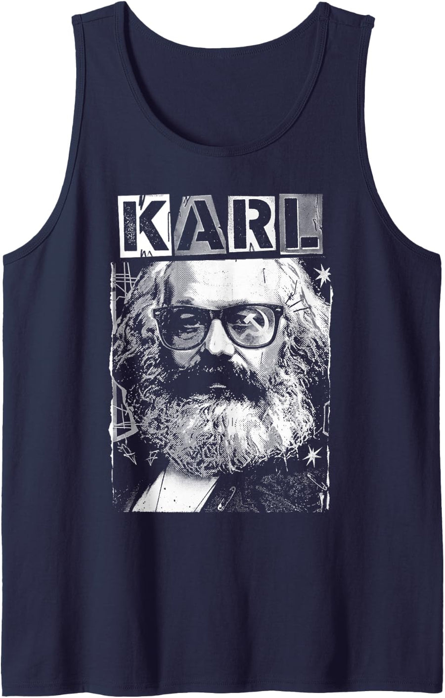 Karl Marx Marxism Socialism Communism Funny Pop Art Tank Top - Navy Blue