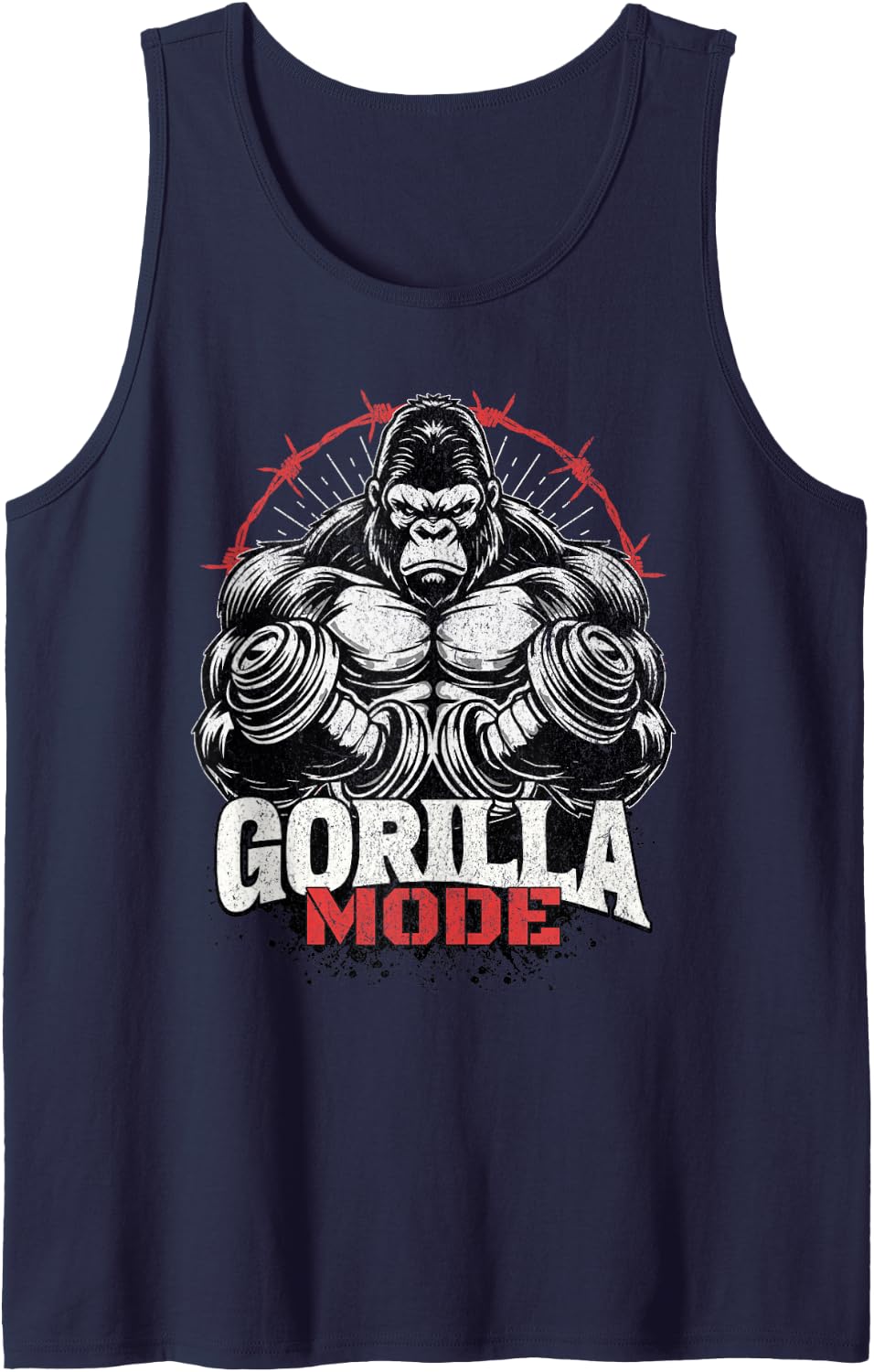 Gorilla Mode Workout Exercise Weights Weights Strong Gym Tank Top - Navy Blue
