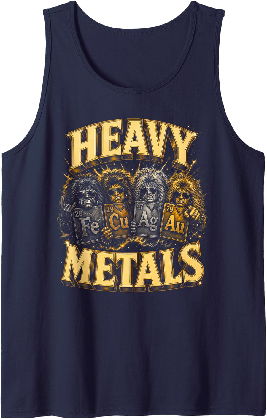 Heavy Metals Chemistry Periodic Table Rock Sleeveless Tank Top - Navy Blue