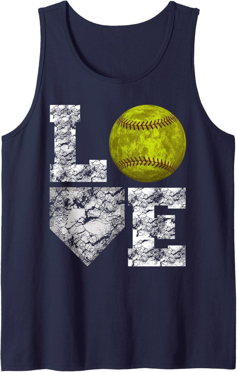 Softball Distressed Ball Cute Mom Love Gift Tank Top - Navy Blue