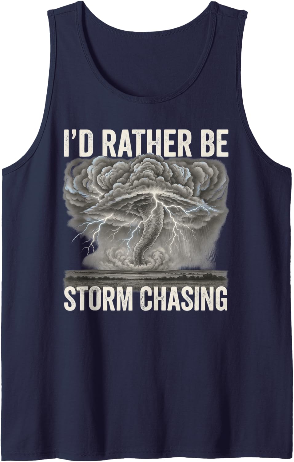I'd Rather Be Storm Chasing Lightning Funnel Sleeveless Tank Top - Navy Blue