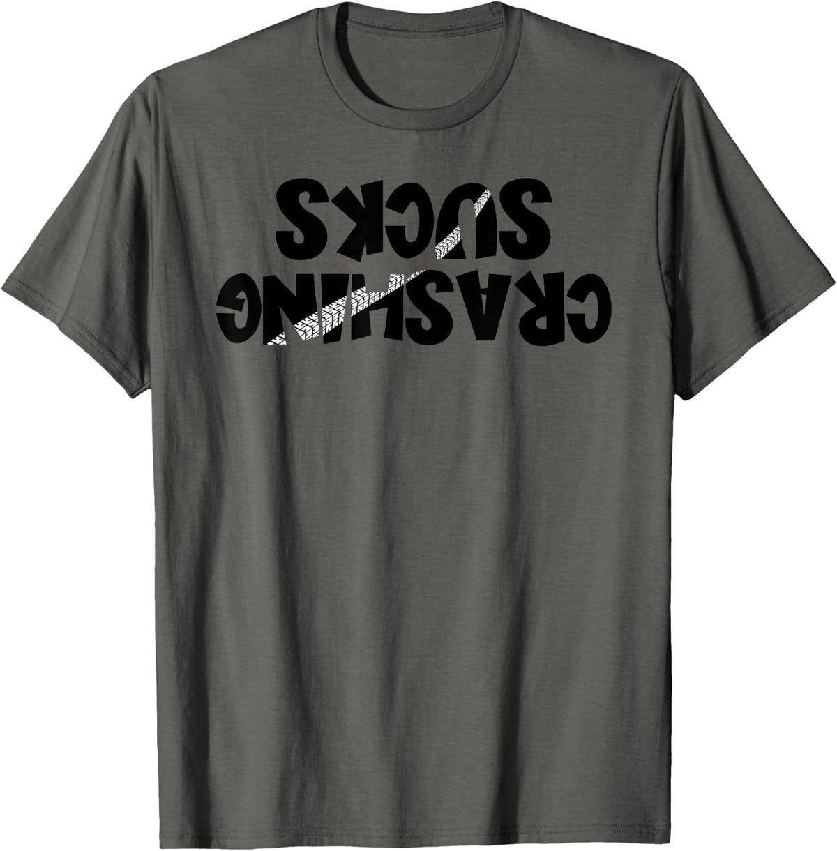 Crashing Sucks Motorcycle Racing T-Shirt - Asphalt Grey