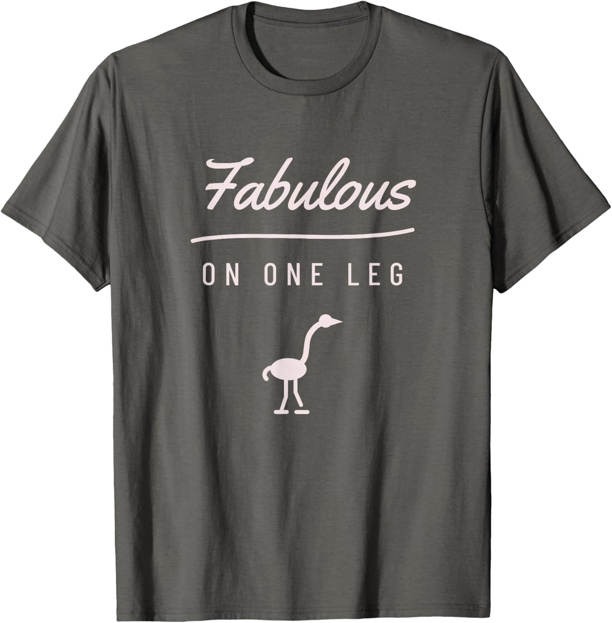 Flamingo Fabulous On One Leg Vacation Pink Bird Lover T-Shirt - Asphalt Grey