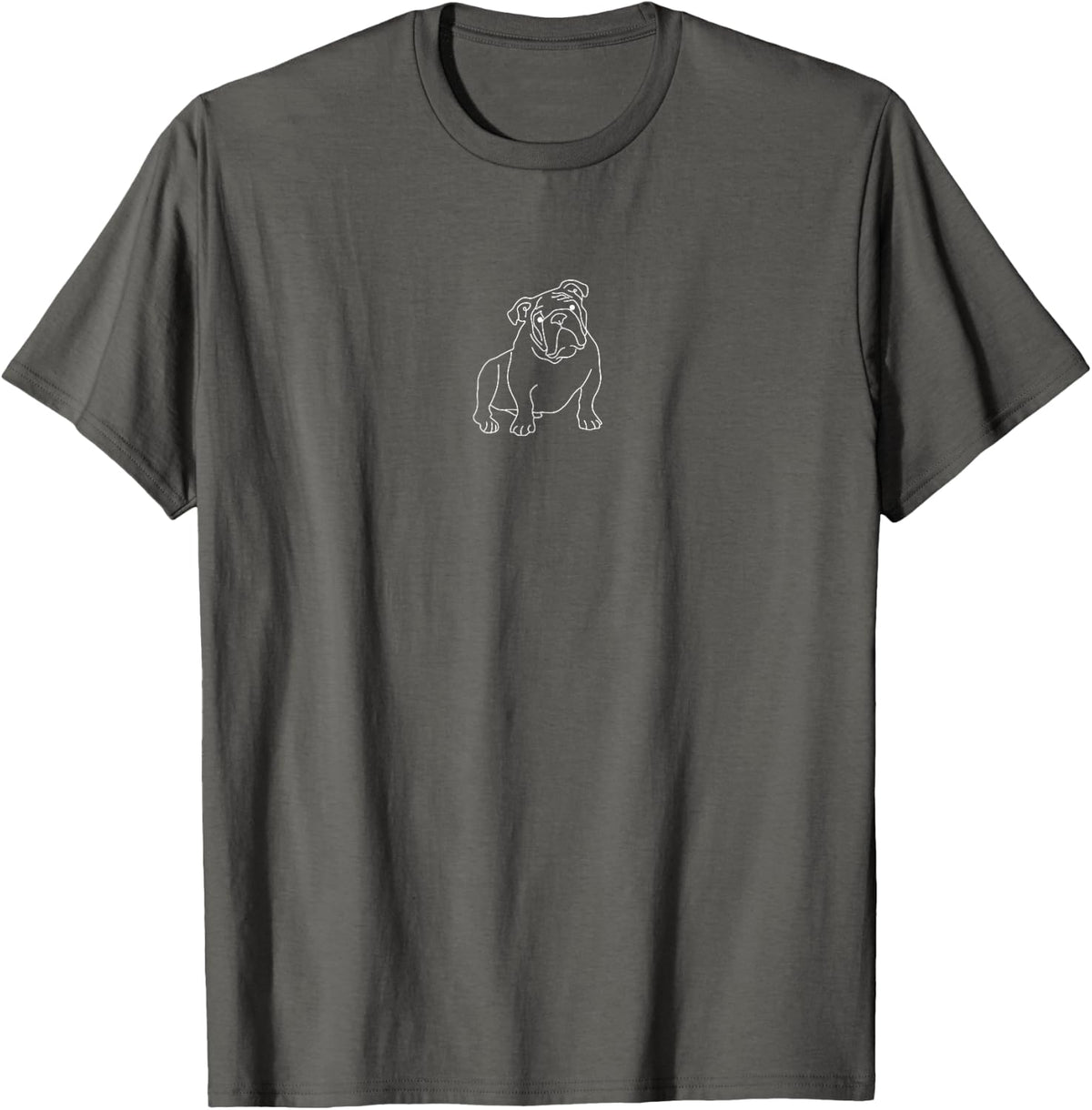 Minimal Line Art Sitting Bulldog Breed Dog Men Women Kids T-Shirt - Asphalt Grey