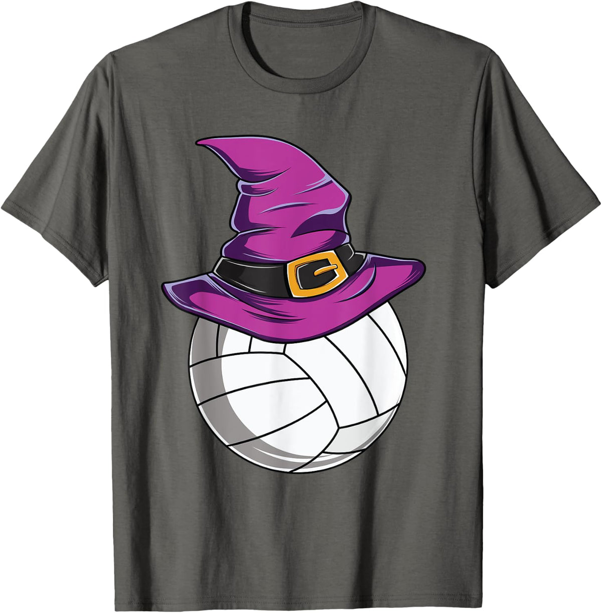 Volleyball Ball Witch Hat - Funny Halloween Costume Sports T-Shirt - Asphalt Grey