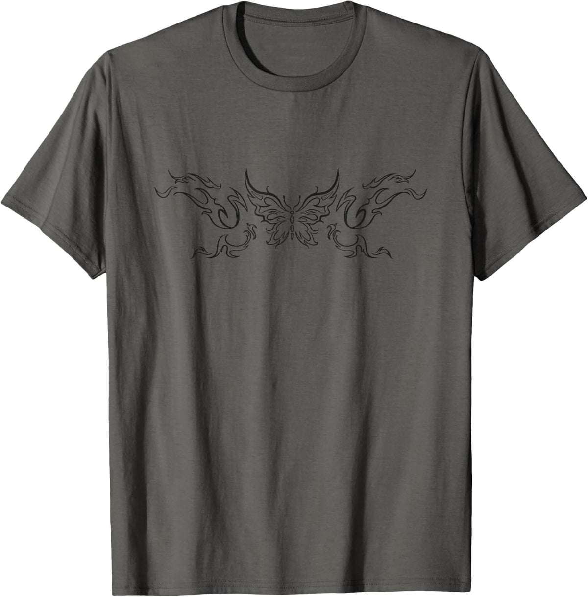 Tattoo Butterfly Grunge Fairycore Aesthetic Goth T-Shirt - Asphalt Grey