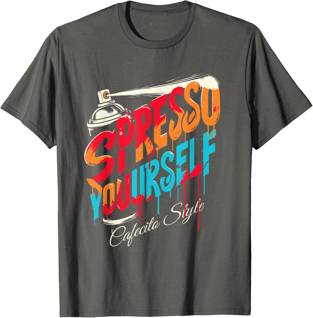 Spresso Yourself Cafecito Mexican Coffee Drinkers Art T-Shirt - Asphalt Grey