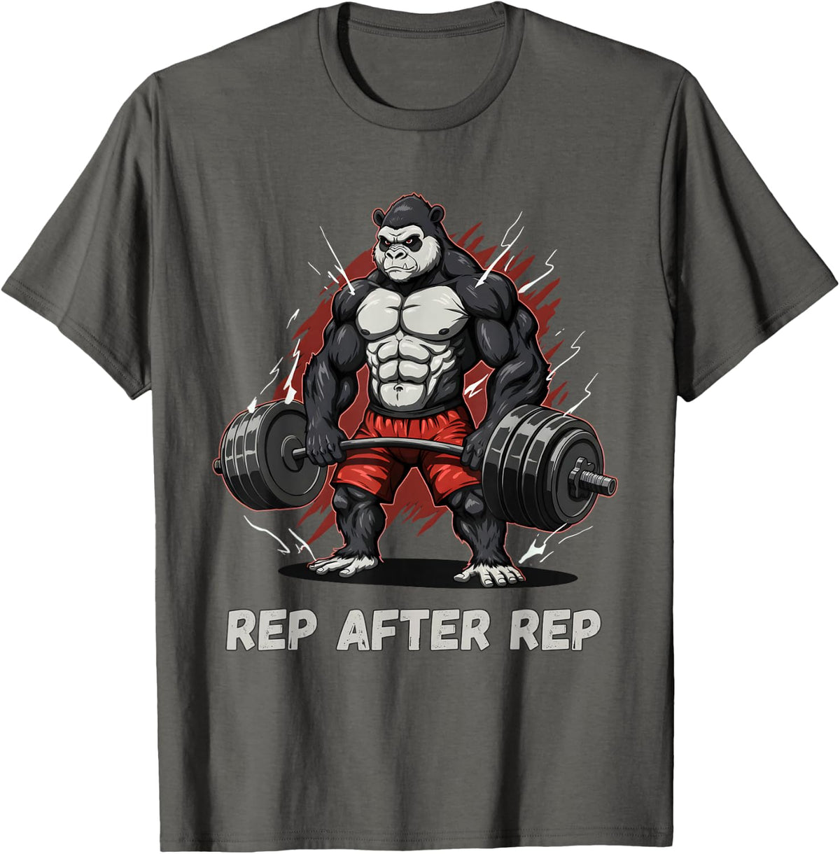 Anime Gorilla Pump Covers Gym Men Women Workout T-Shirt - Asphalt Grey