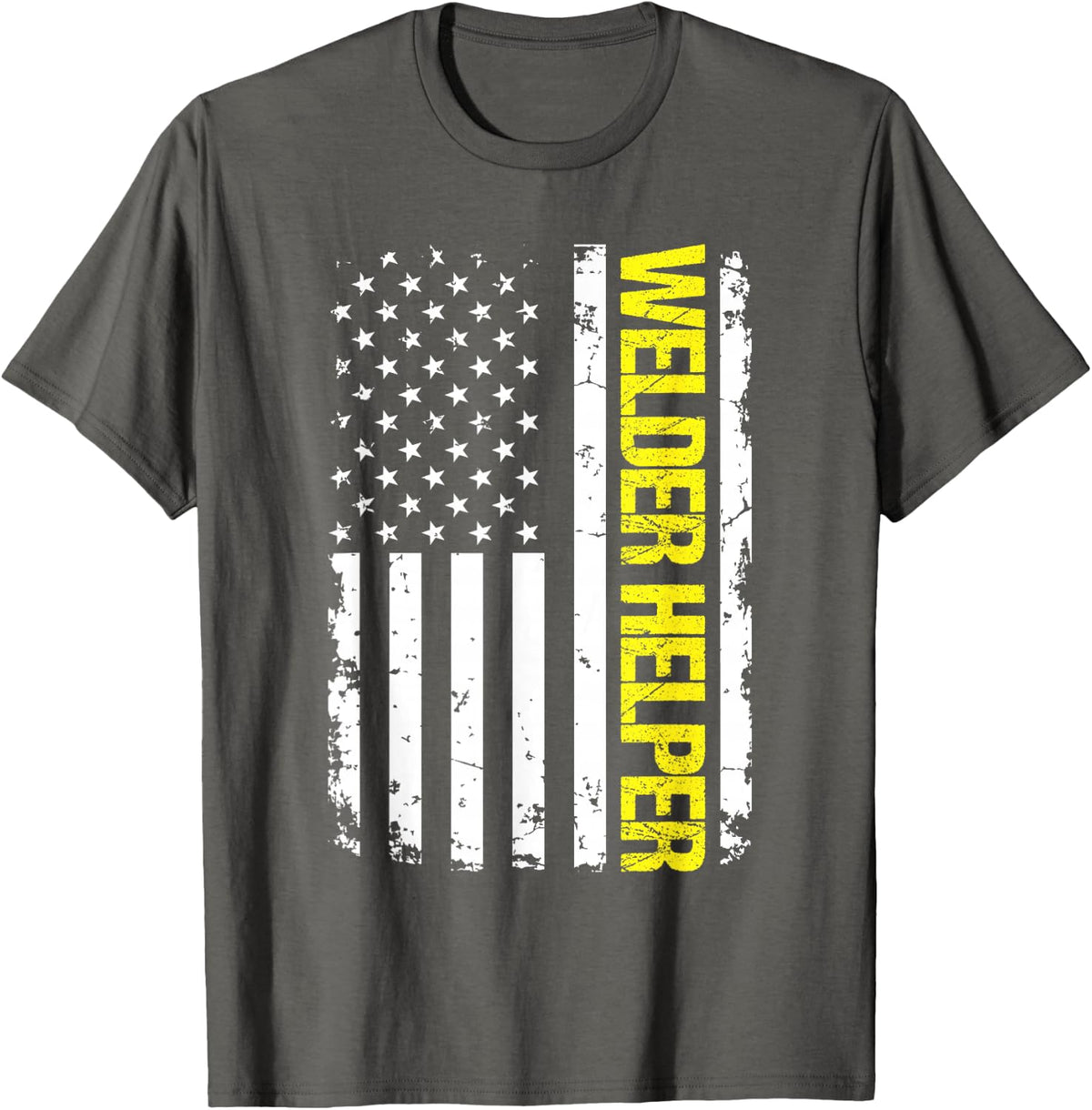 Welder Helper USA Flag T-Shirt - Asphalt Grey