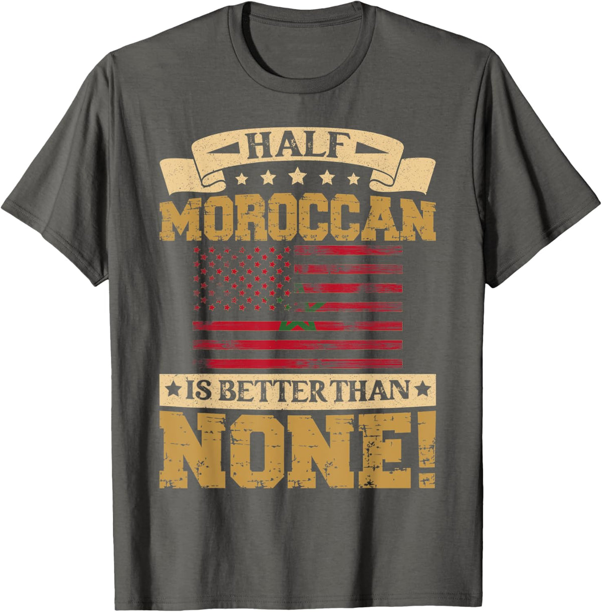 Morocco Flag Souvenirs for Moroccans Men & Women T-Shirt - Asphalt Grey