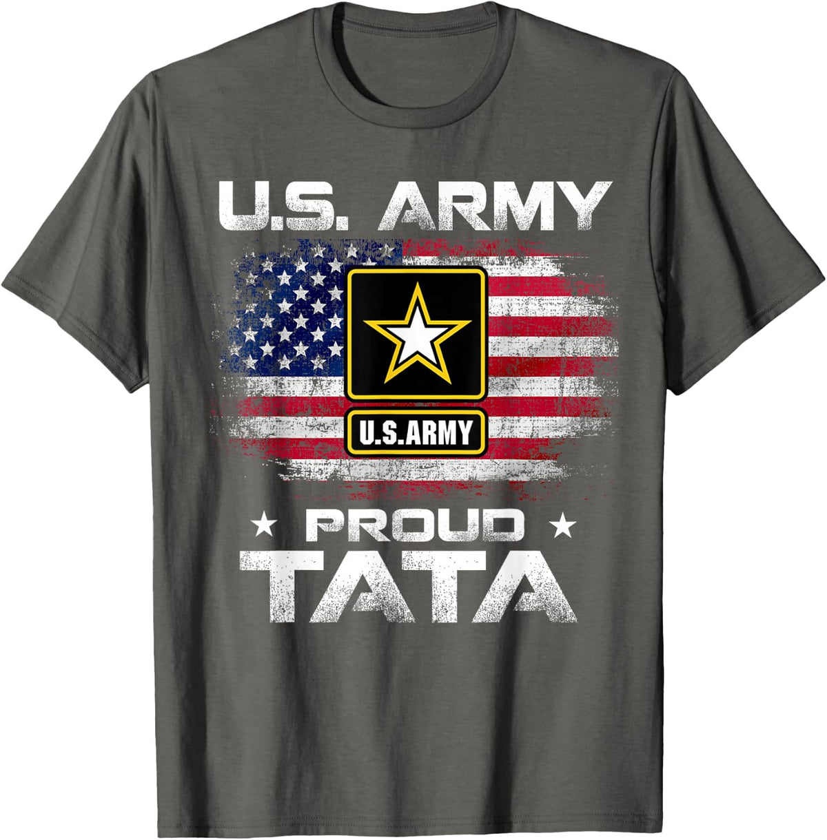 U.S Army Proud Tata With American Flag Gift Veteran Gift T-Shirt - Asphalt Grey