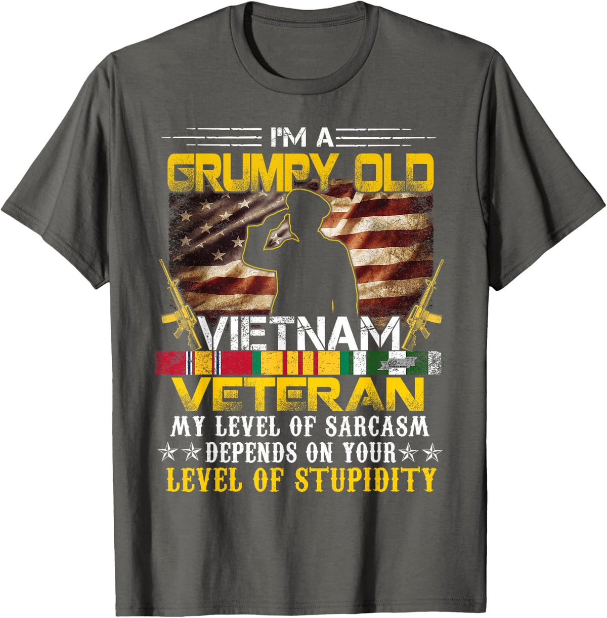 Proud Vietnam Veteran T-Shirt Grumpy Old Vietnam Veteran T-Shirt - Asphalt Grey