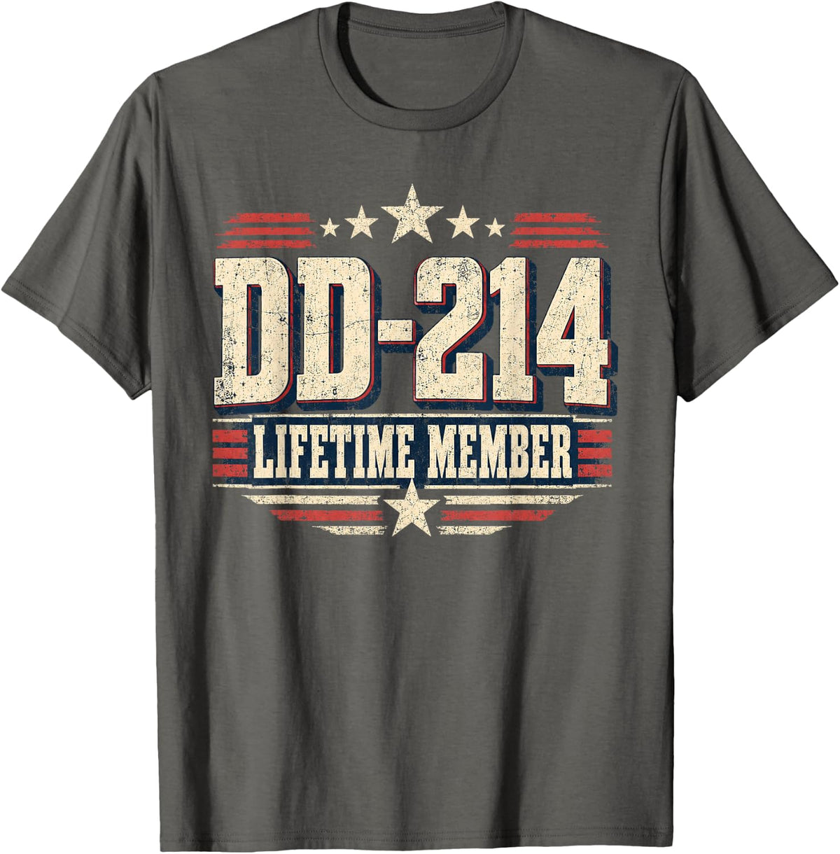 DD-214 Veteran Lifetime Member Heritage Patriotic Veterans T-Shirt - Asphalt Grey