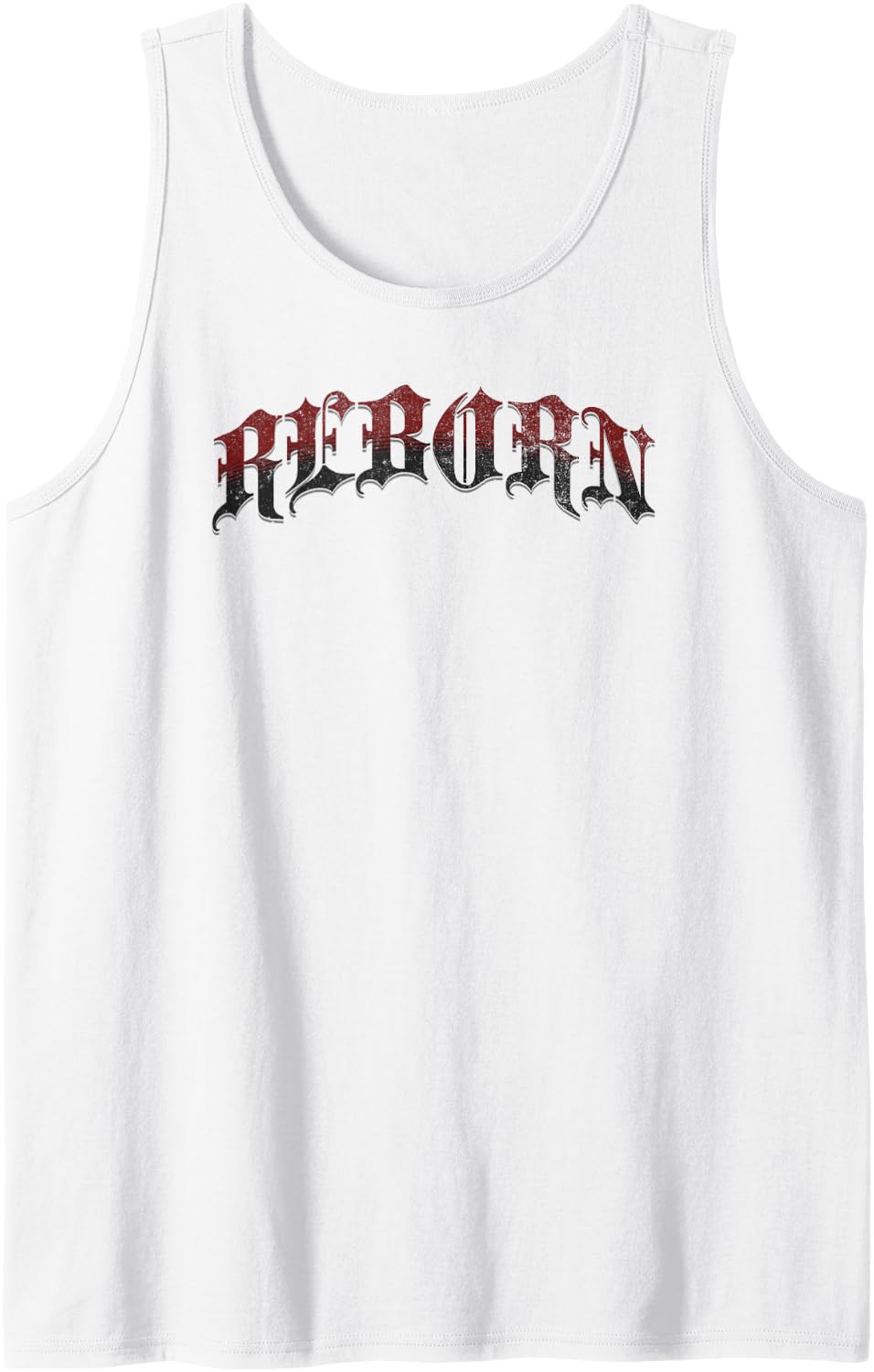 Mens Gothic Ornate Winged Cross Graphic Sleeveless Tank Top - White