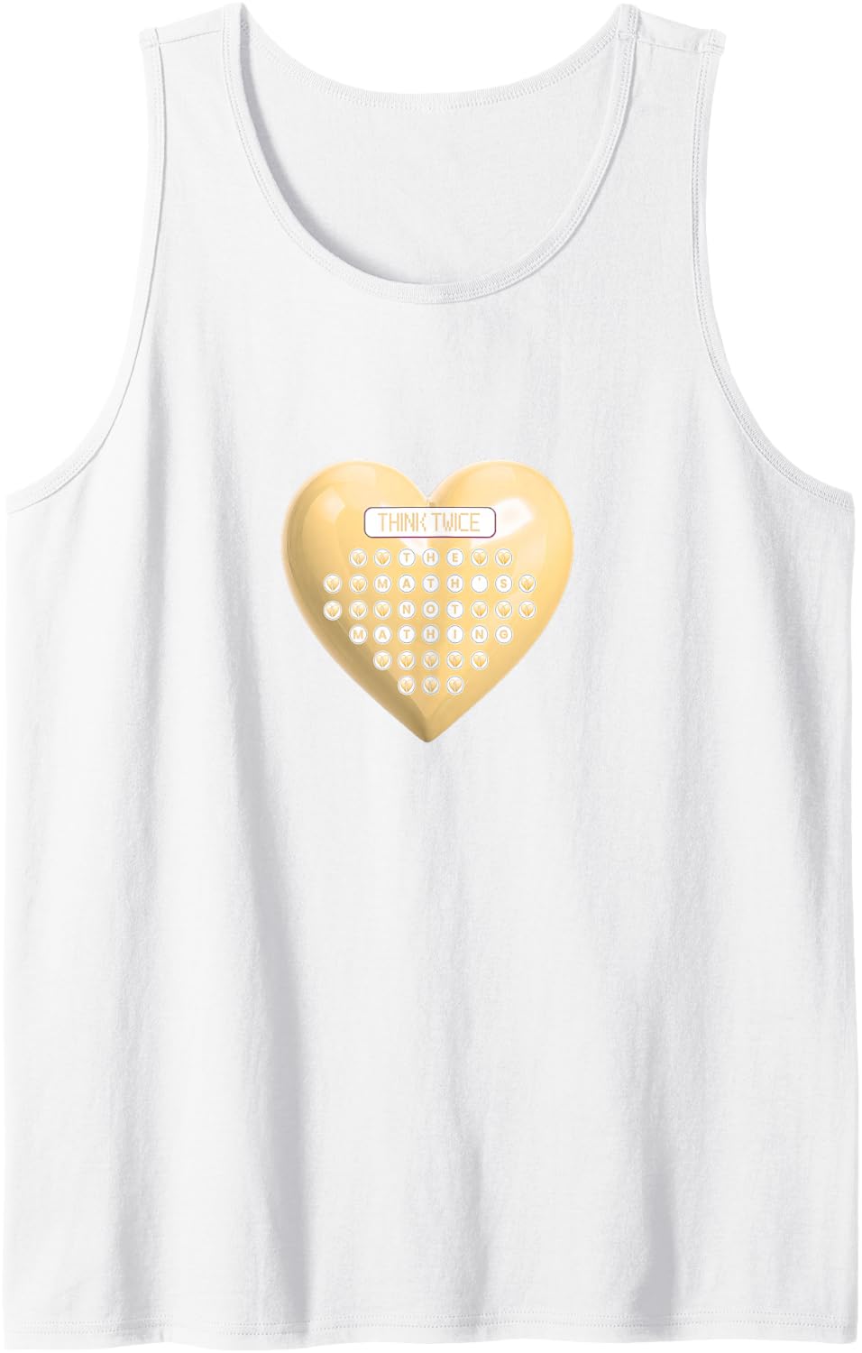 Mens Women Tan Heart Math Tan Graphic Tank Top - White